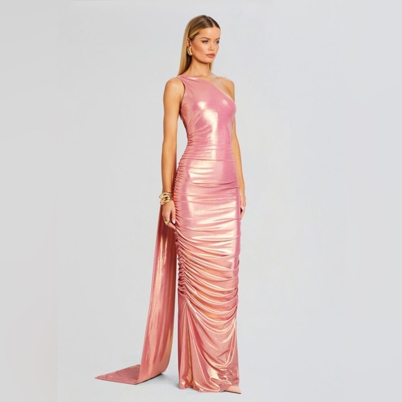 NWT Retrofete Shannon Dress in golden peach - pink metallic - Size L - Picture 13 of 13